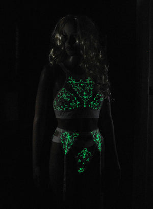 Glow in the Dark Lace Suspenders with Stockings